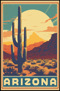 Arizona Desert Landscape Retro Travel Poster PosterGoat