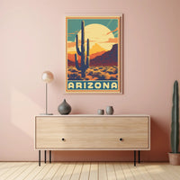 Arizona Desert Landscape Retro Travel Poster PosterGoat
