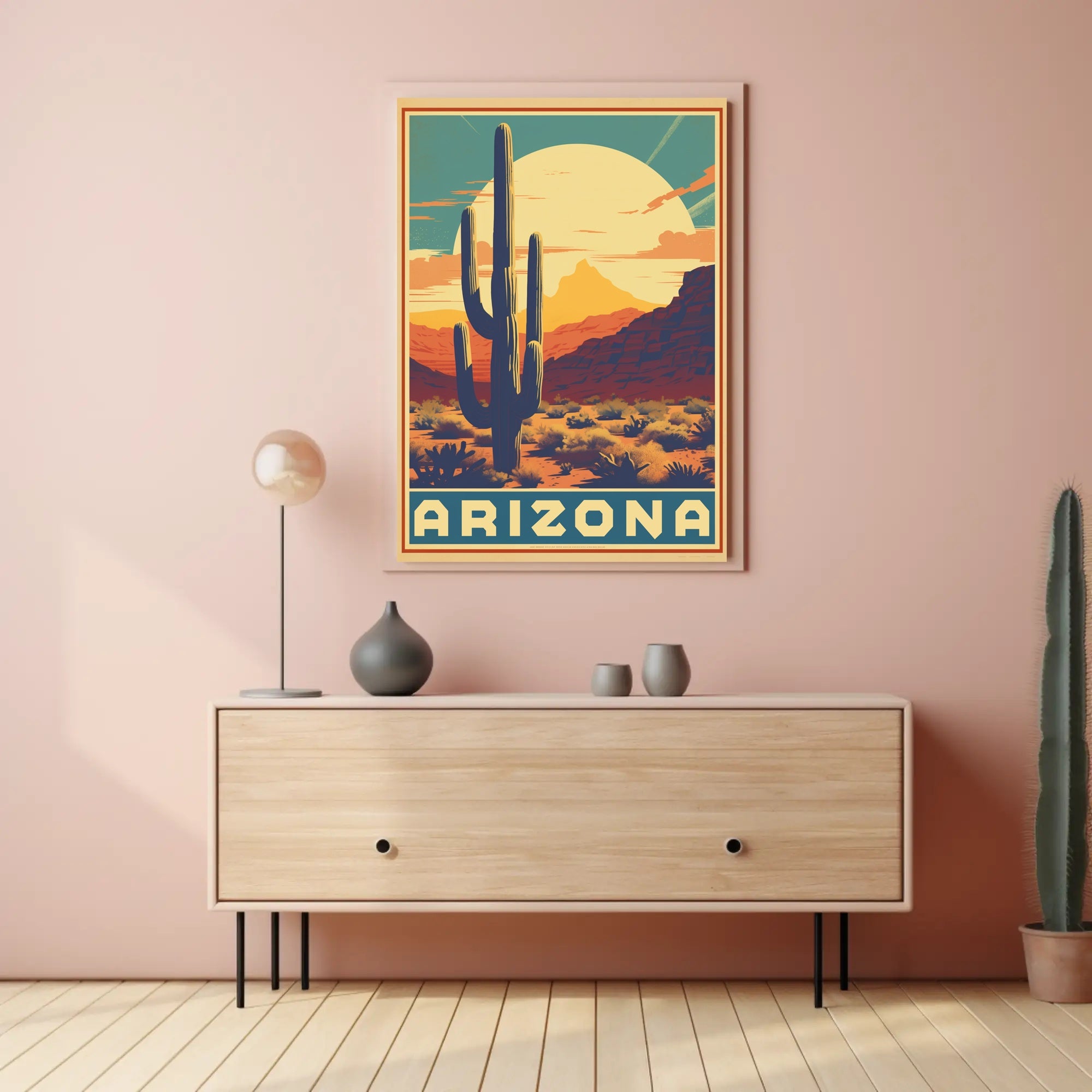 Arizona Desert Landscape Retro Travel Poster PosterGoat