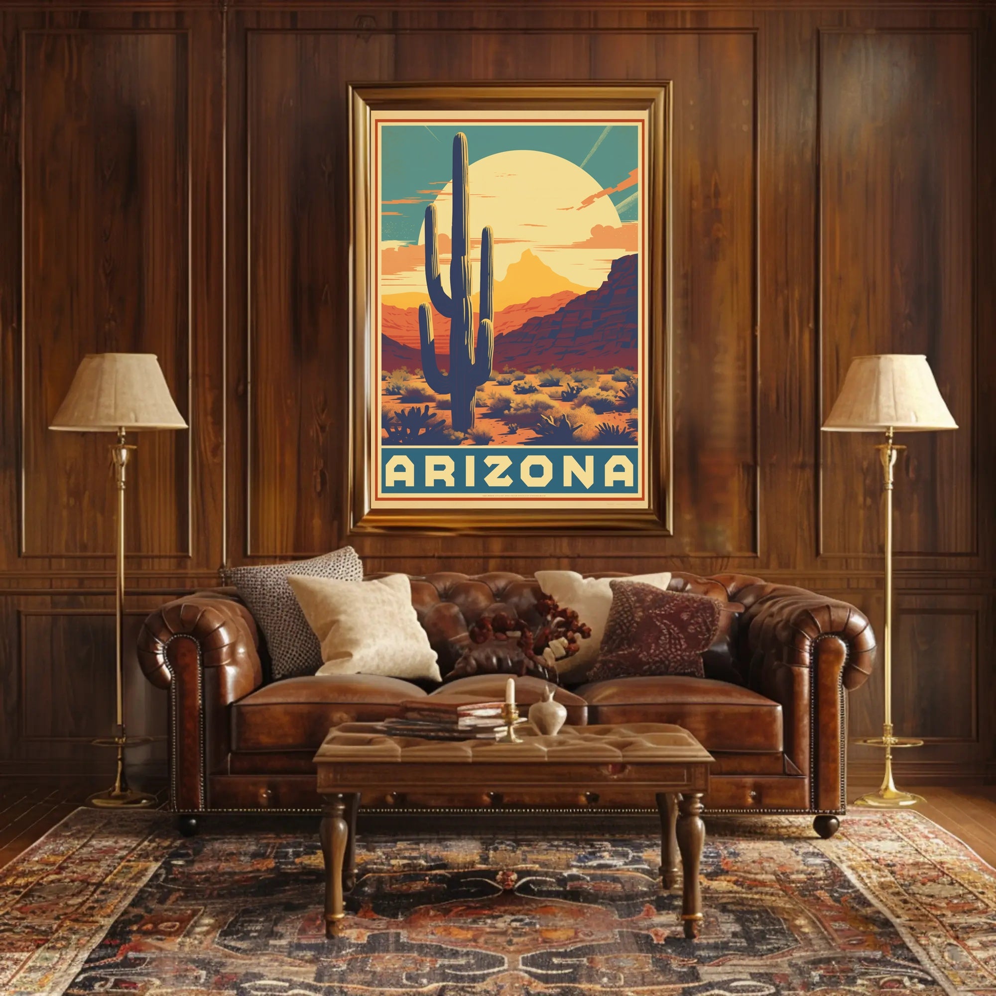 Arizona Desert Landscape Retro Travel Poster PosterGoat