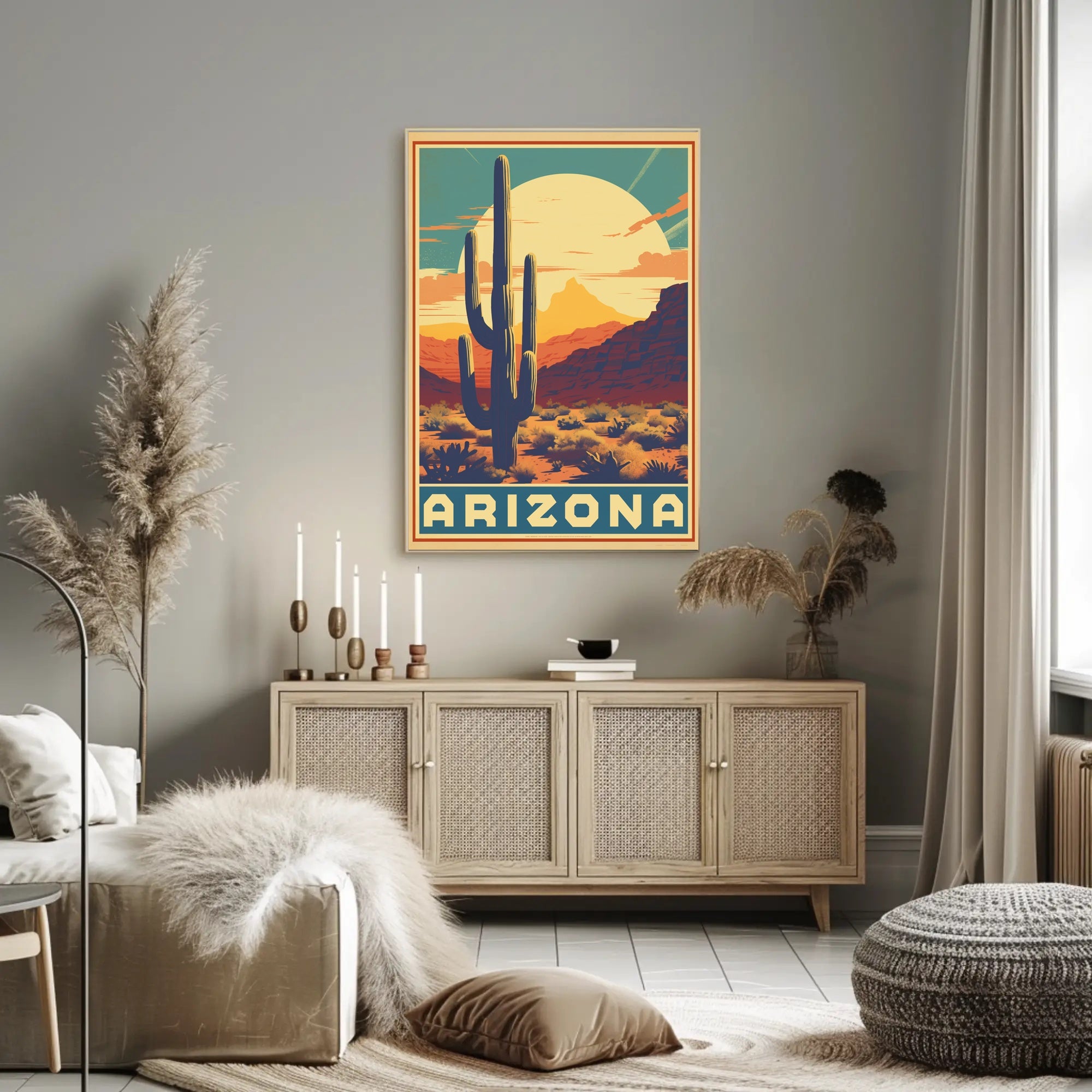 Arizona Desert Landscape Retro Travel Poster PosterGoat