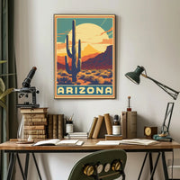 Arizona Desert Landscape Retro Travel Poster PosterGoat