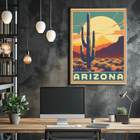 Arizona Desert Landscape Retro Travel Poster PosterGoat