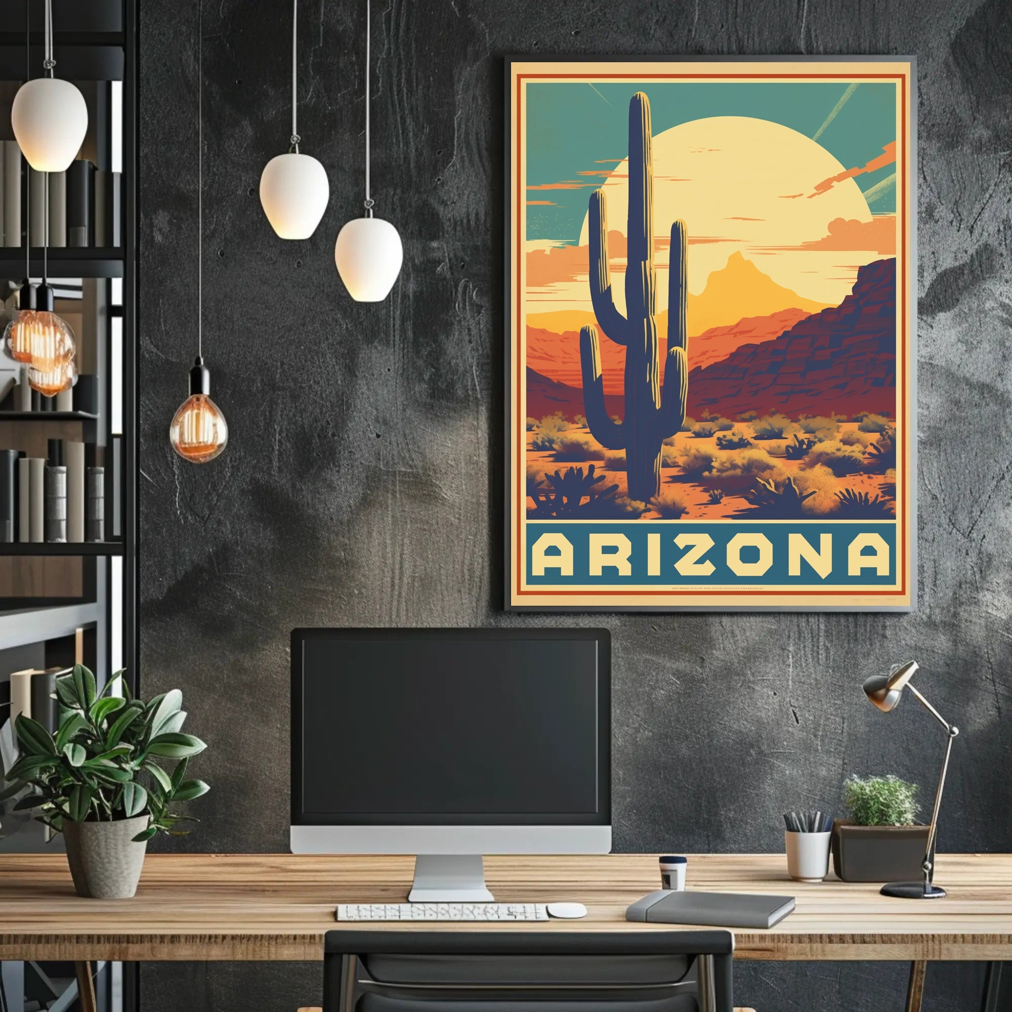 Arizona Desert Landscape Retro Travel Poster PosterGoat