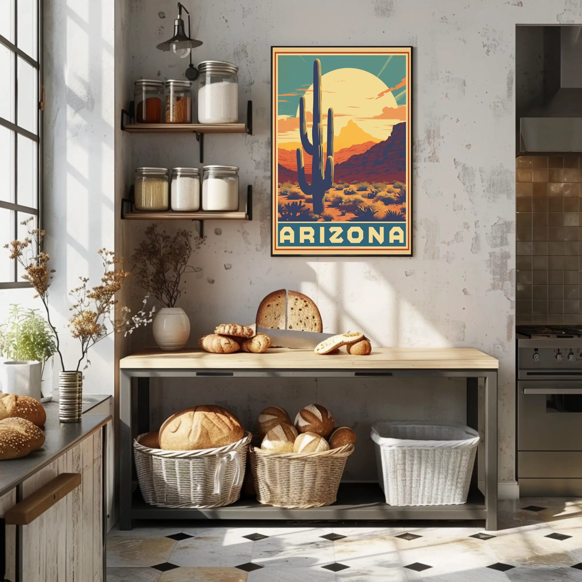 Arizona Desert Landscape Retro Travel Poster PosterGoat