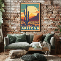 Arizona Desert Landscape Retro Travel Poster PosterGoat