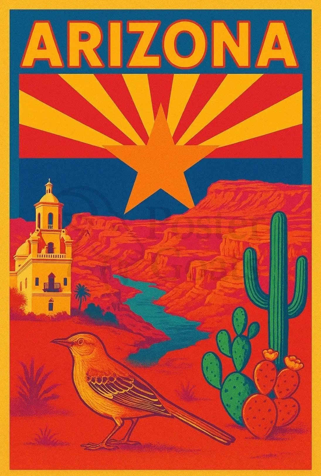 Arizona's Iconic Landscapes Vintage Travel Poster PosterGoat