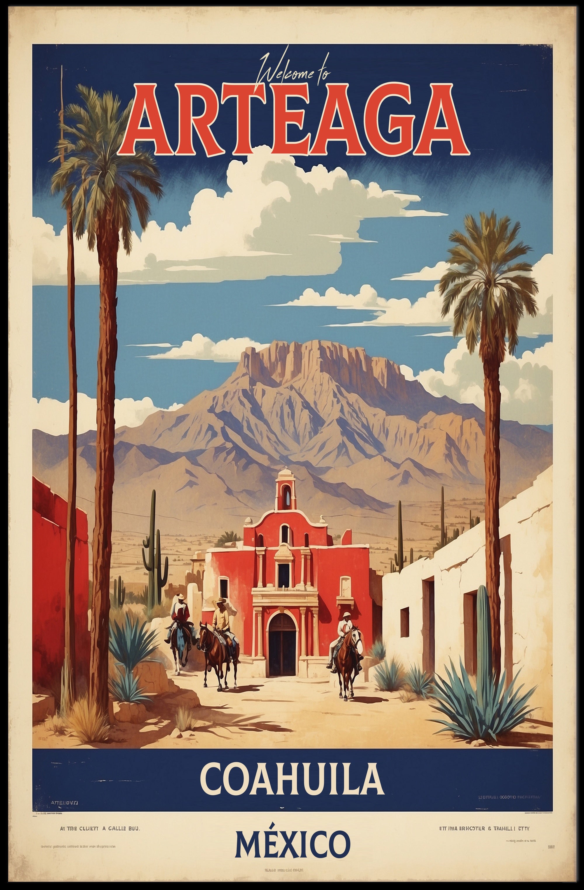 Arteaga Vintage Travel Advertisement with Heritage and Desert Travel Poster PosterGoat