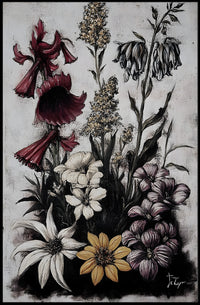 Artistic Floral Symphony in a Vintage Painted Style Poster PosterGoat