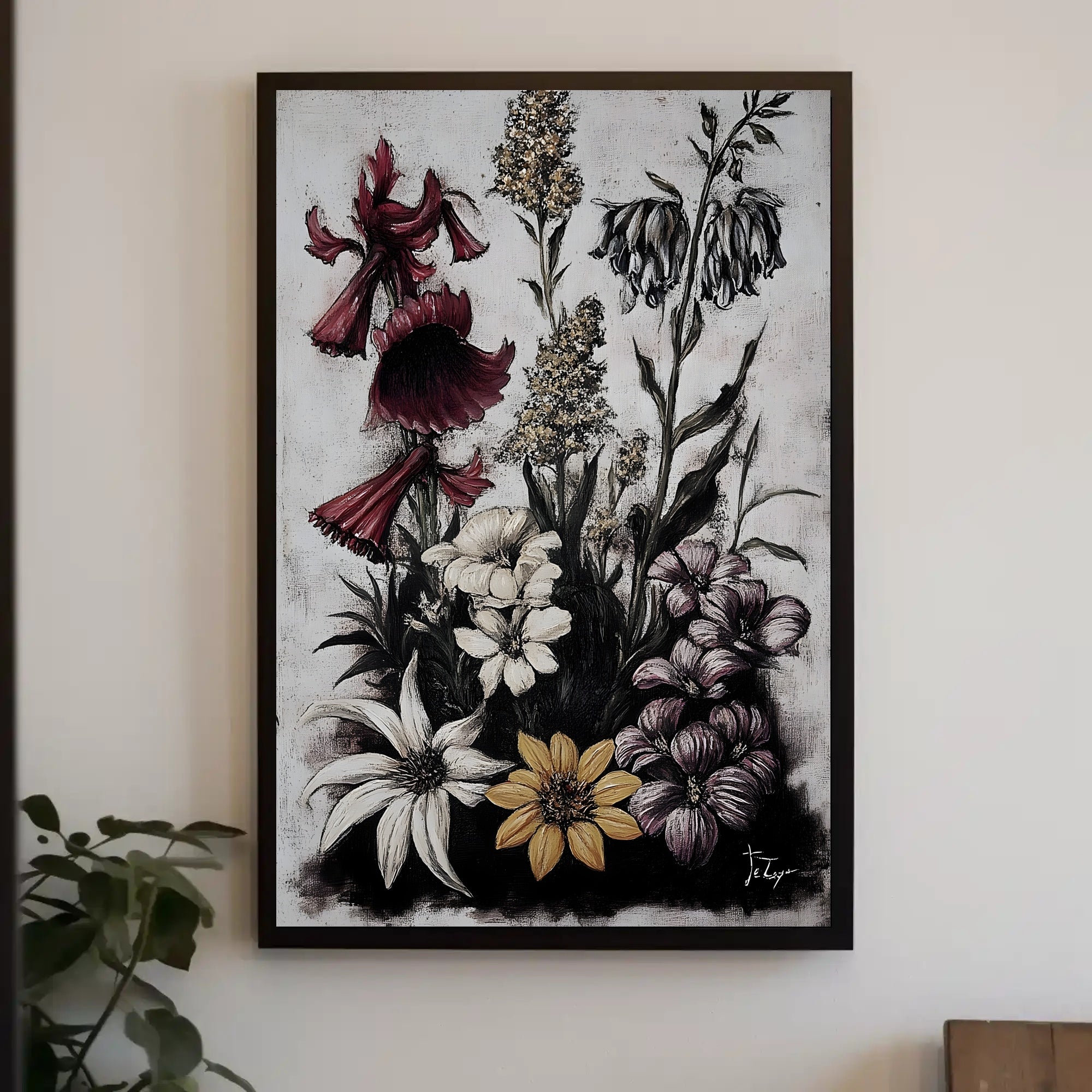 Artistic Floral Symphony in a Vintage Painted Style Poster PosterGoat