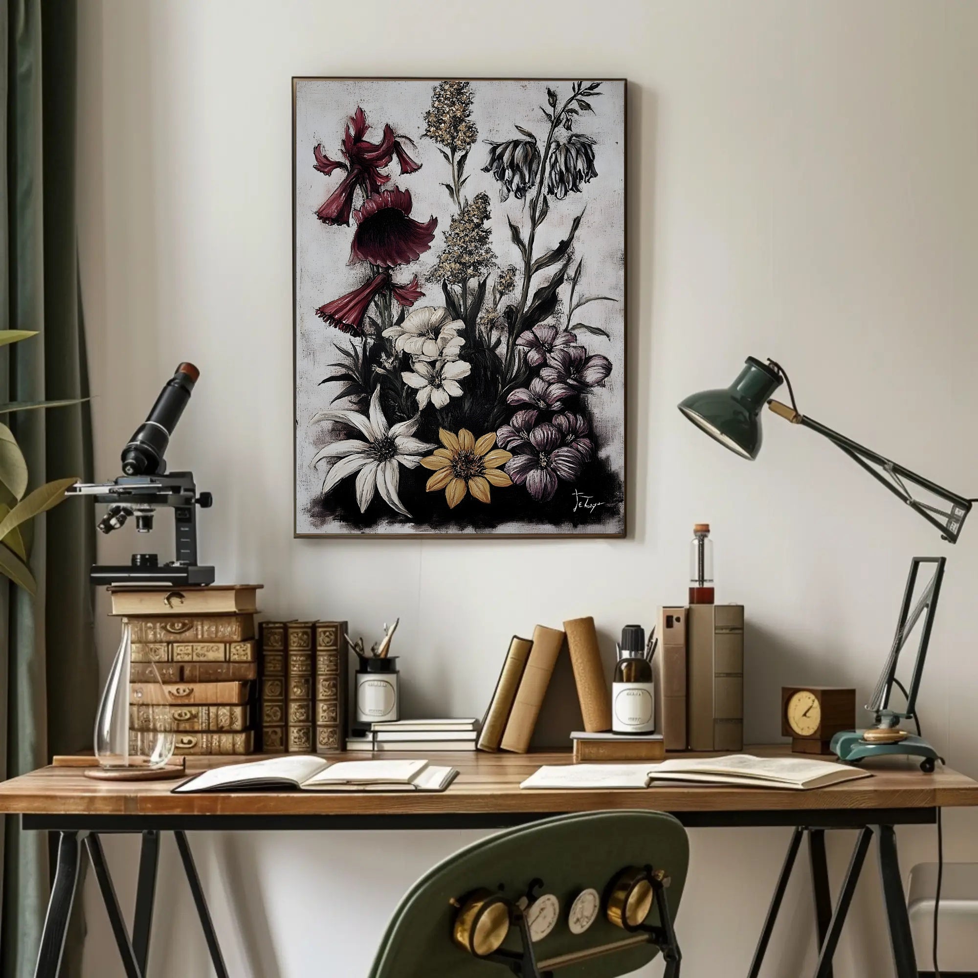 Artistic Floral Symphony in a Vintage Painted Style Poster PosterGoat