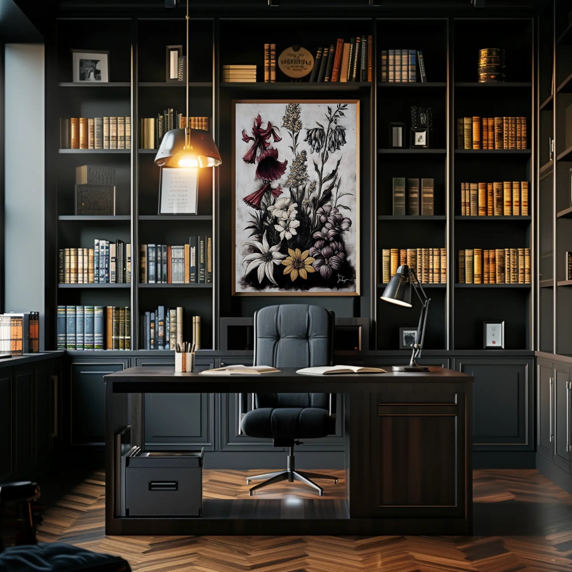 Artistic Floral Symphony in a Vintage Painted Style Poster PosterGoat