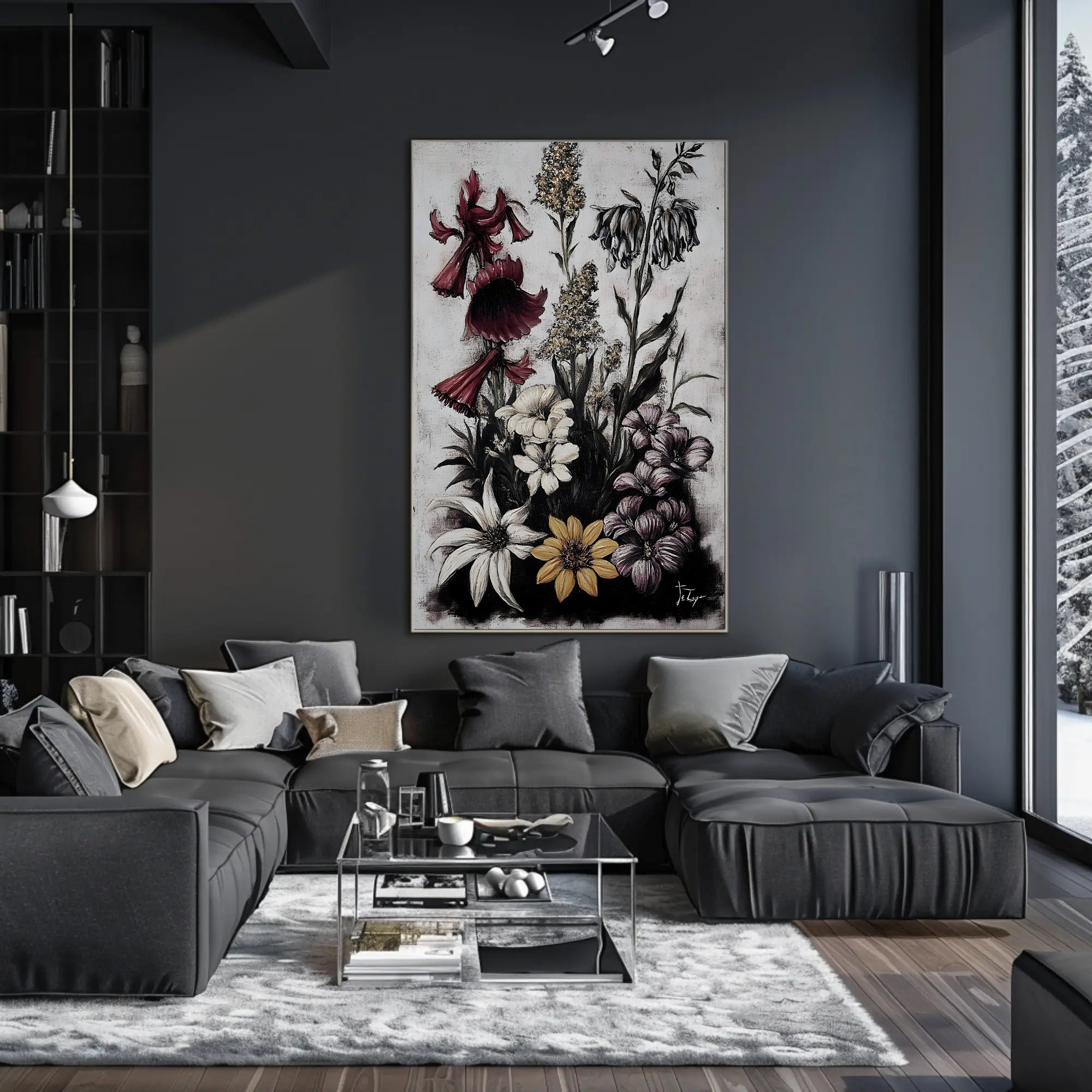 Artistic Floral Symphony in a Vintage Painted Style Poster PosterGoat