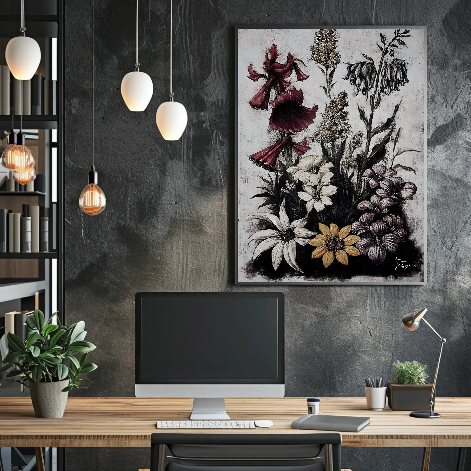 Artistic Floral Symphony in a Vintage Painted Style Poster PosterGoat