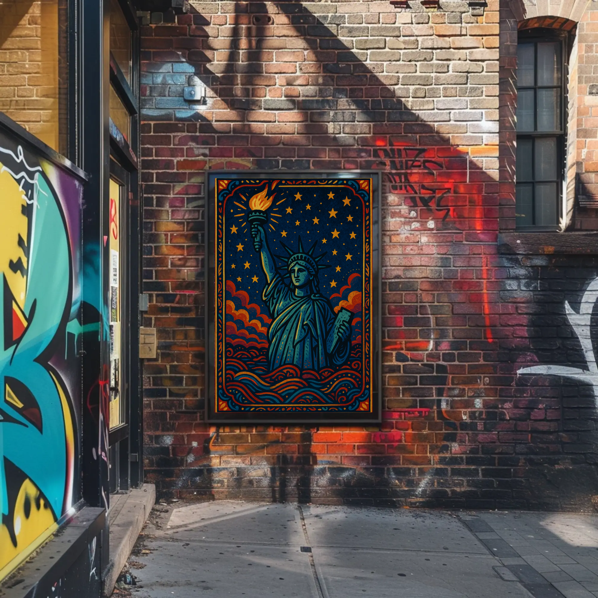 Artistic Statue of Liberty Starry Night Cultural Heritage Poster PosterGoat