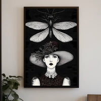 Artistic Woman with Moth Abstract or Artistic Poster PosterGoat