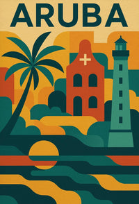 Aruba Adventure in Vibrant Retro Travel Poster PosterGoat