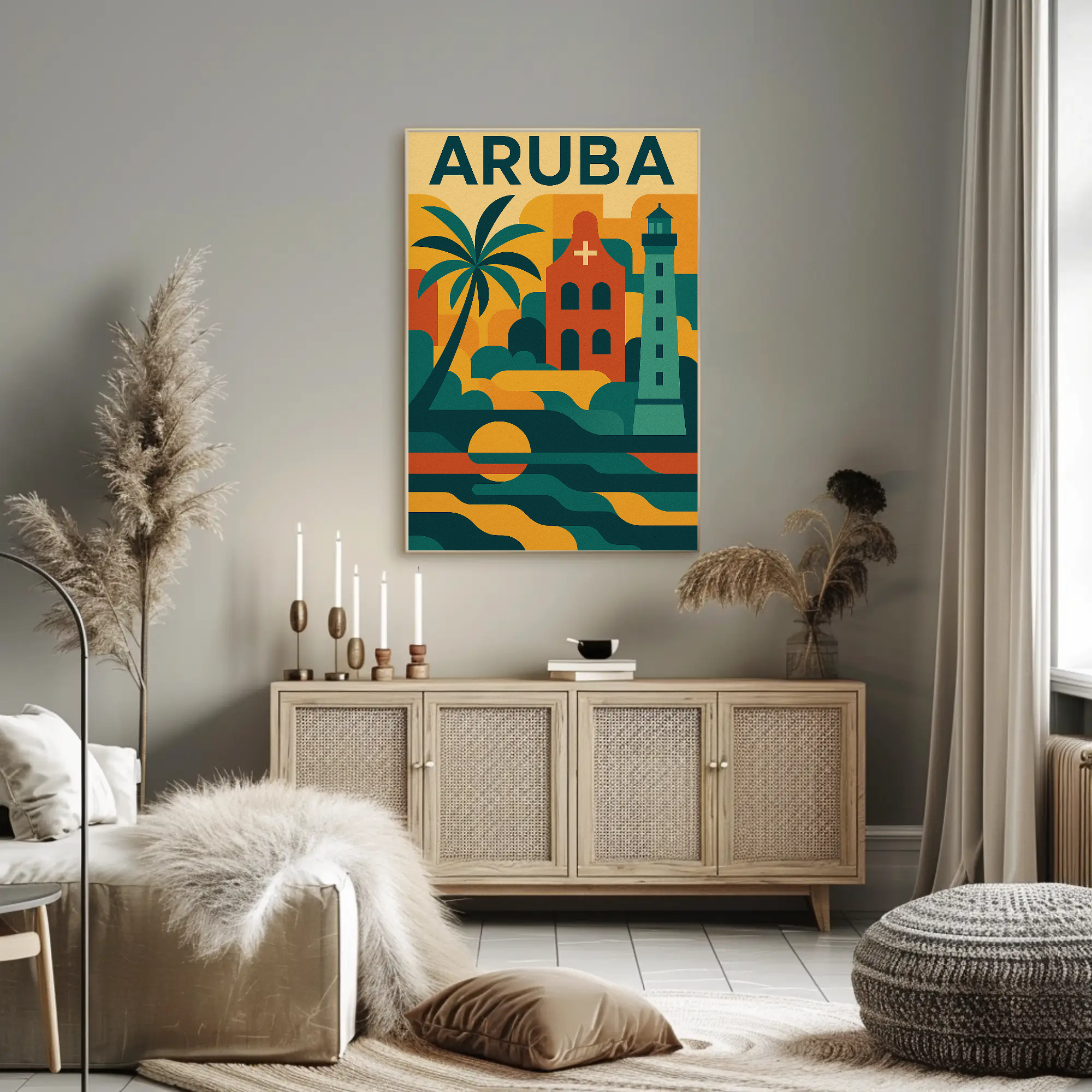 Aruba Adventure in Vibrant Retro Travel Poster PosterGoat