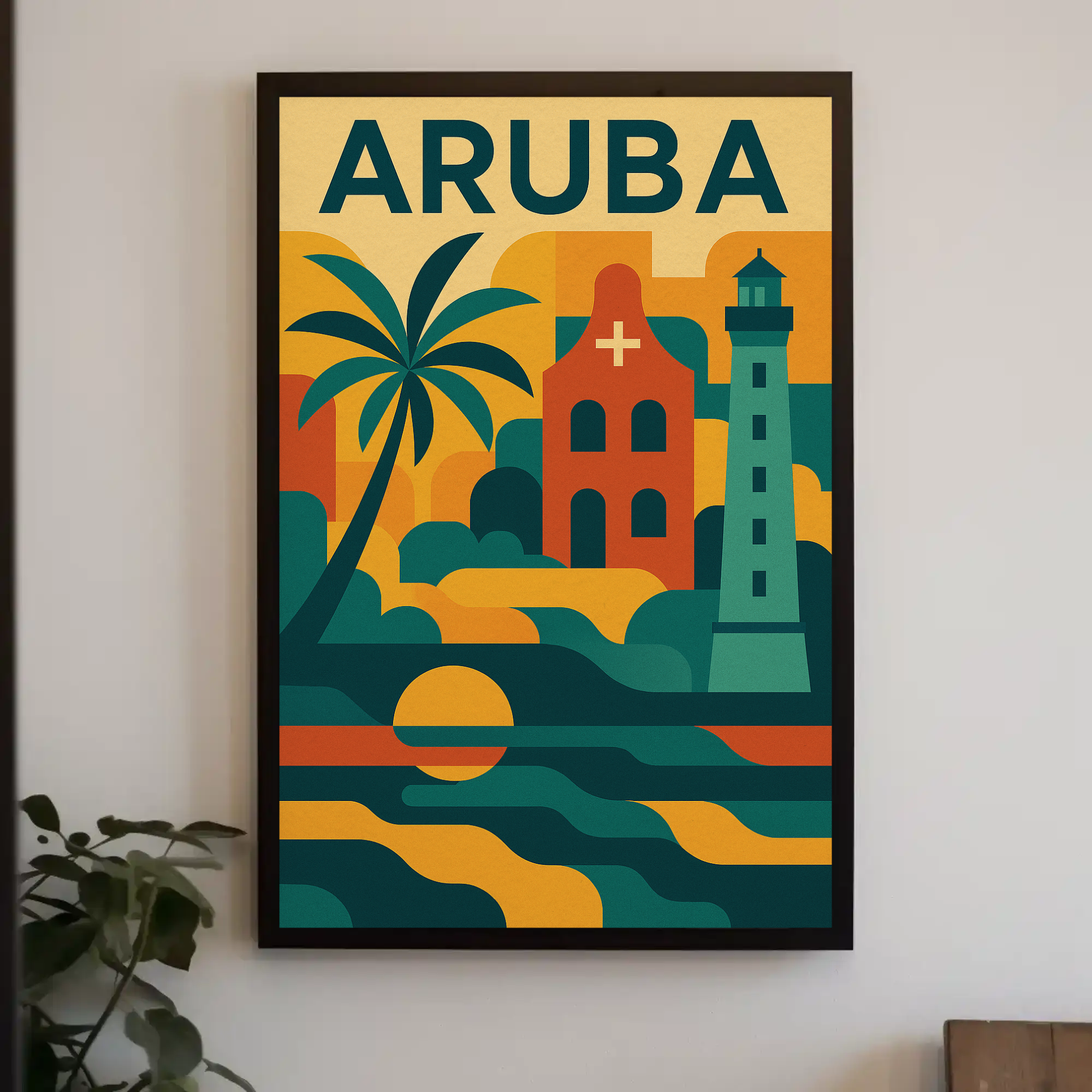 Aruba Adventure in Vibrant Retro Travel Poster PosterGoat