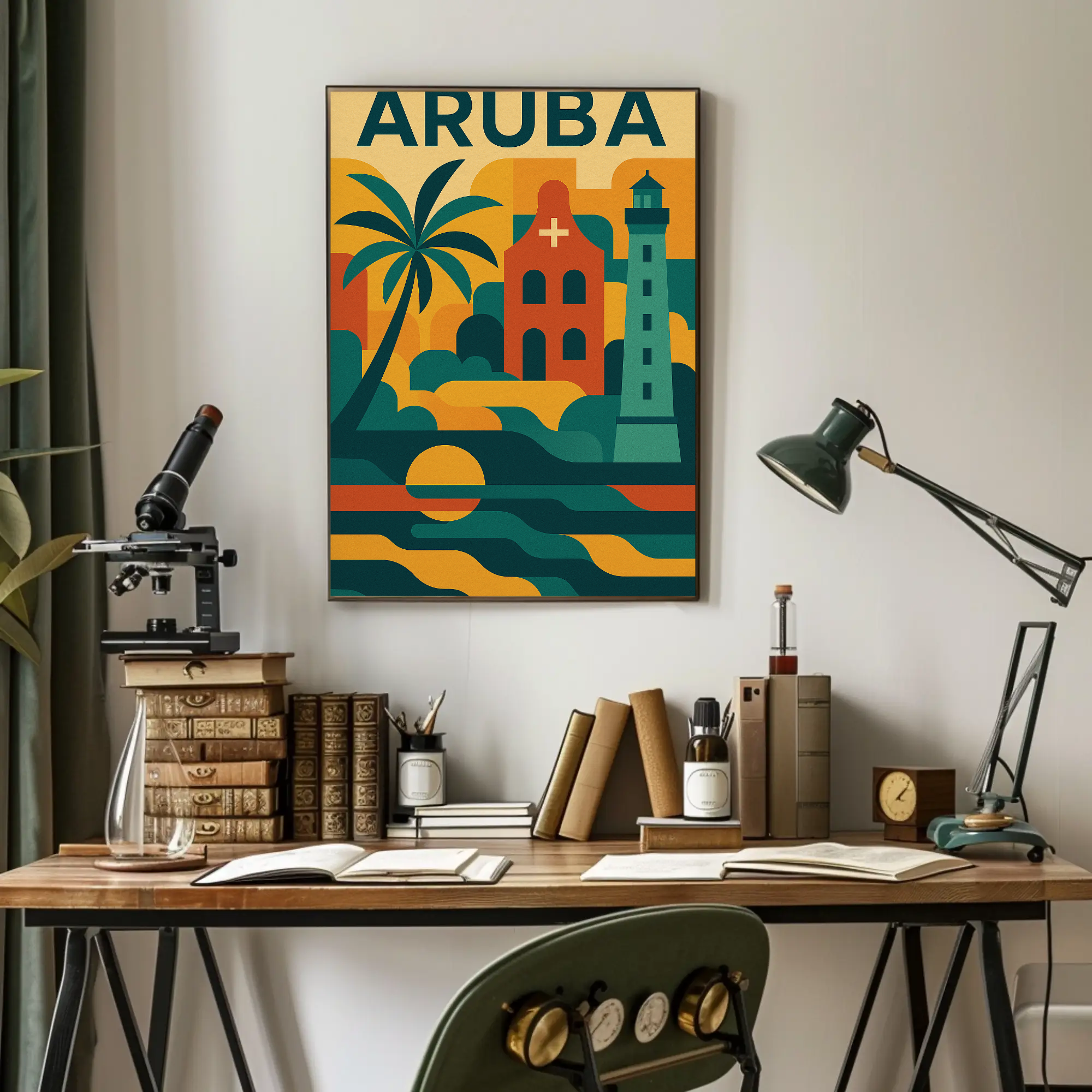 Aruba Adventure in Vibrant Retro Travel Poster PosterGoat