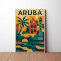 Aruba Adventure in Vibrant Retro Travel Poster PosterGoat