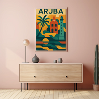Aruba Adventure in Vibrant Retro Travel Poster PosterGoat