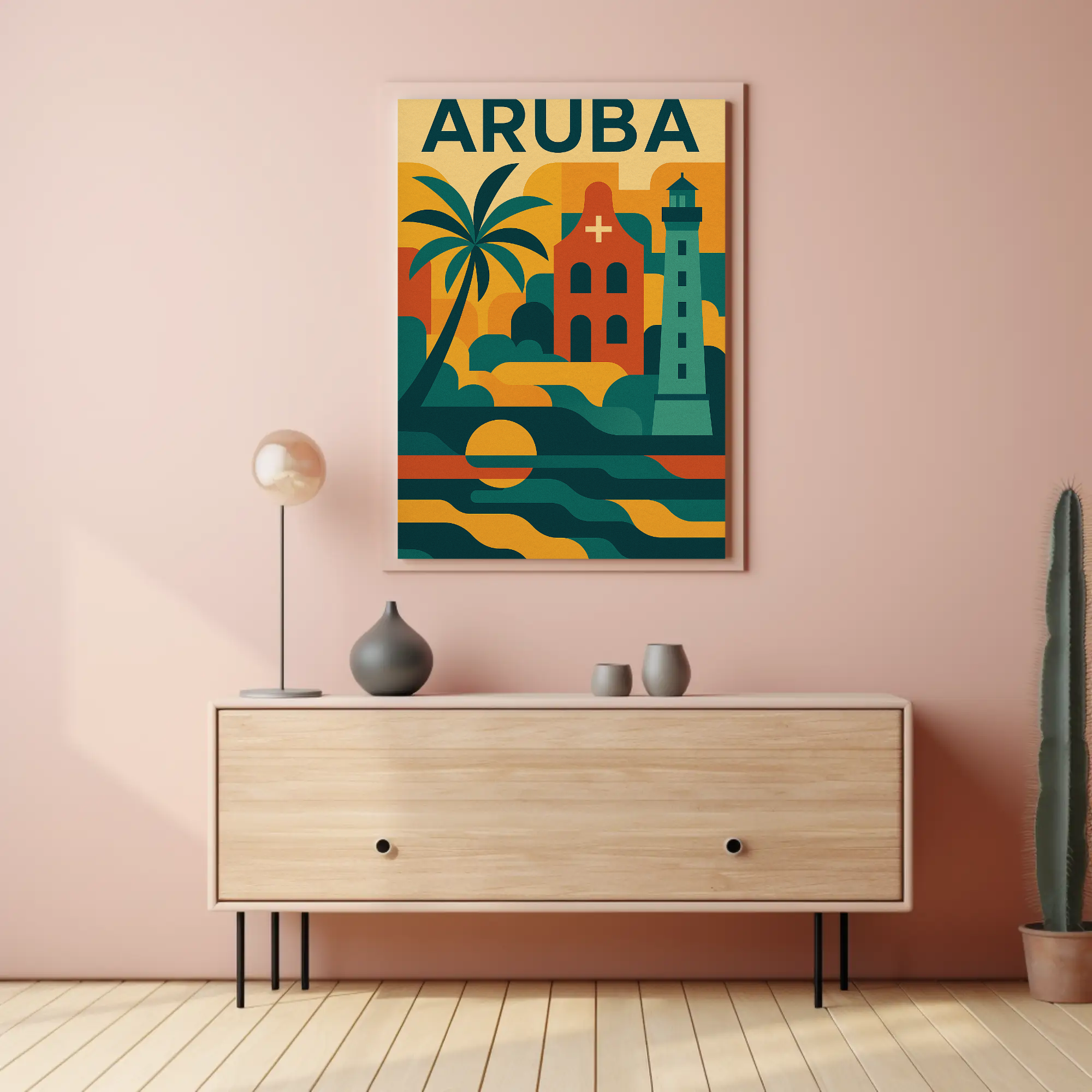Aruba Adventure in Vibrant Retro Travel Poster PosterGoat