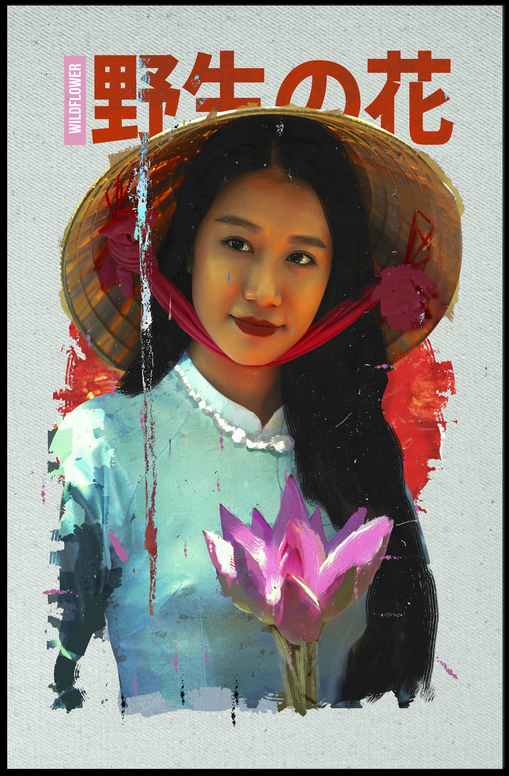 Asian Serenity: Lotus and Traditional Attire Cultural Poster PosterGoat