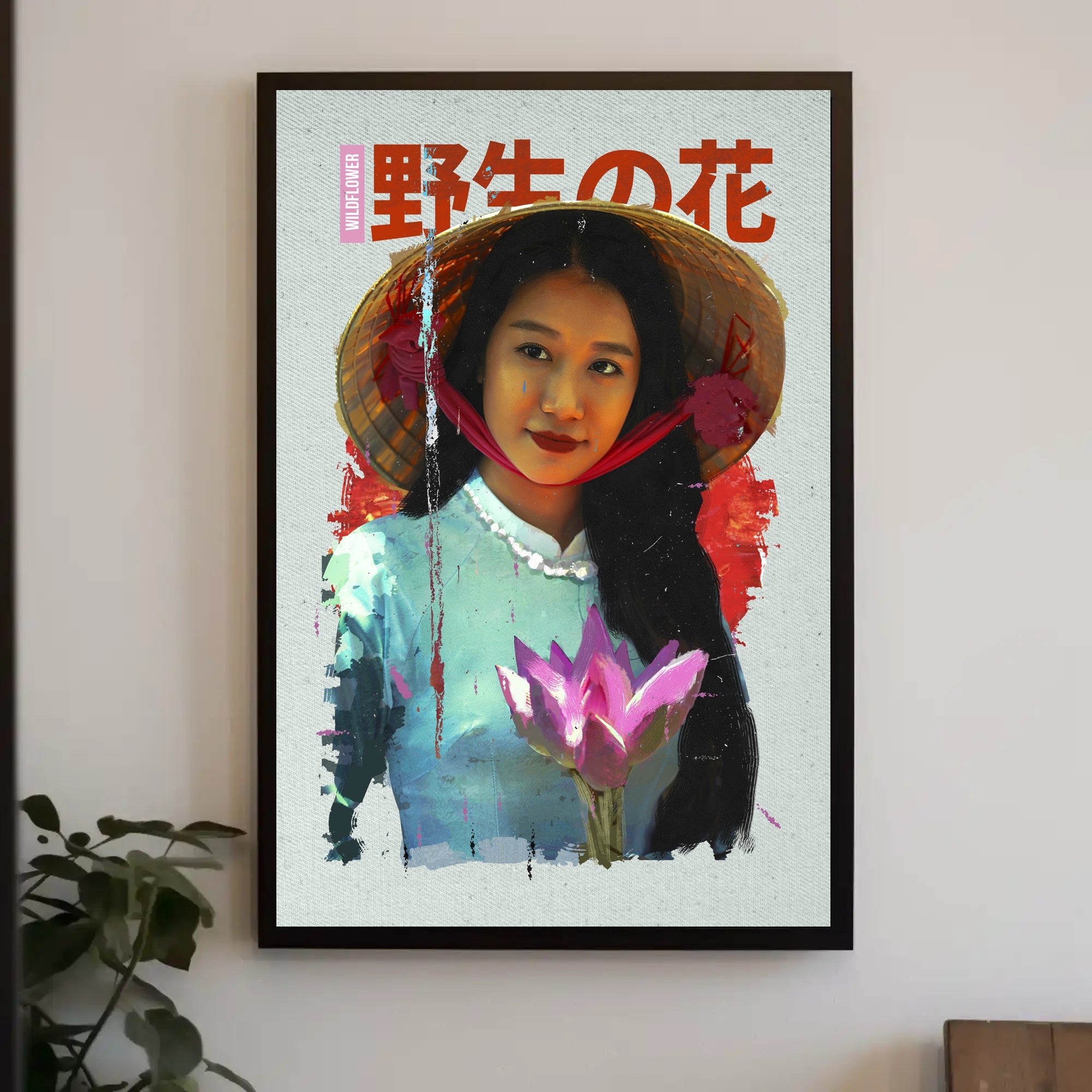 Asian Serenity: Lotus and Traditional Attire Cultural Poster PosterGoat