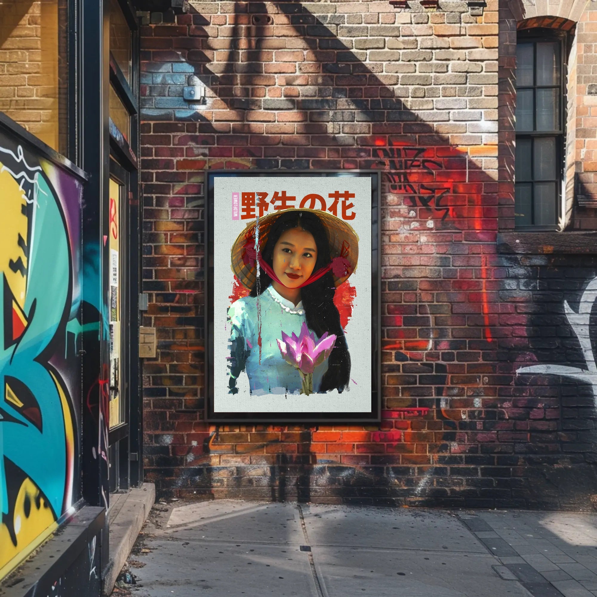 Asian Serenity: Lotus and Traditional Attire Cultural Poster PosterGoat