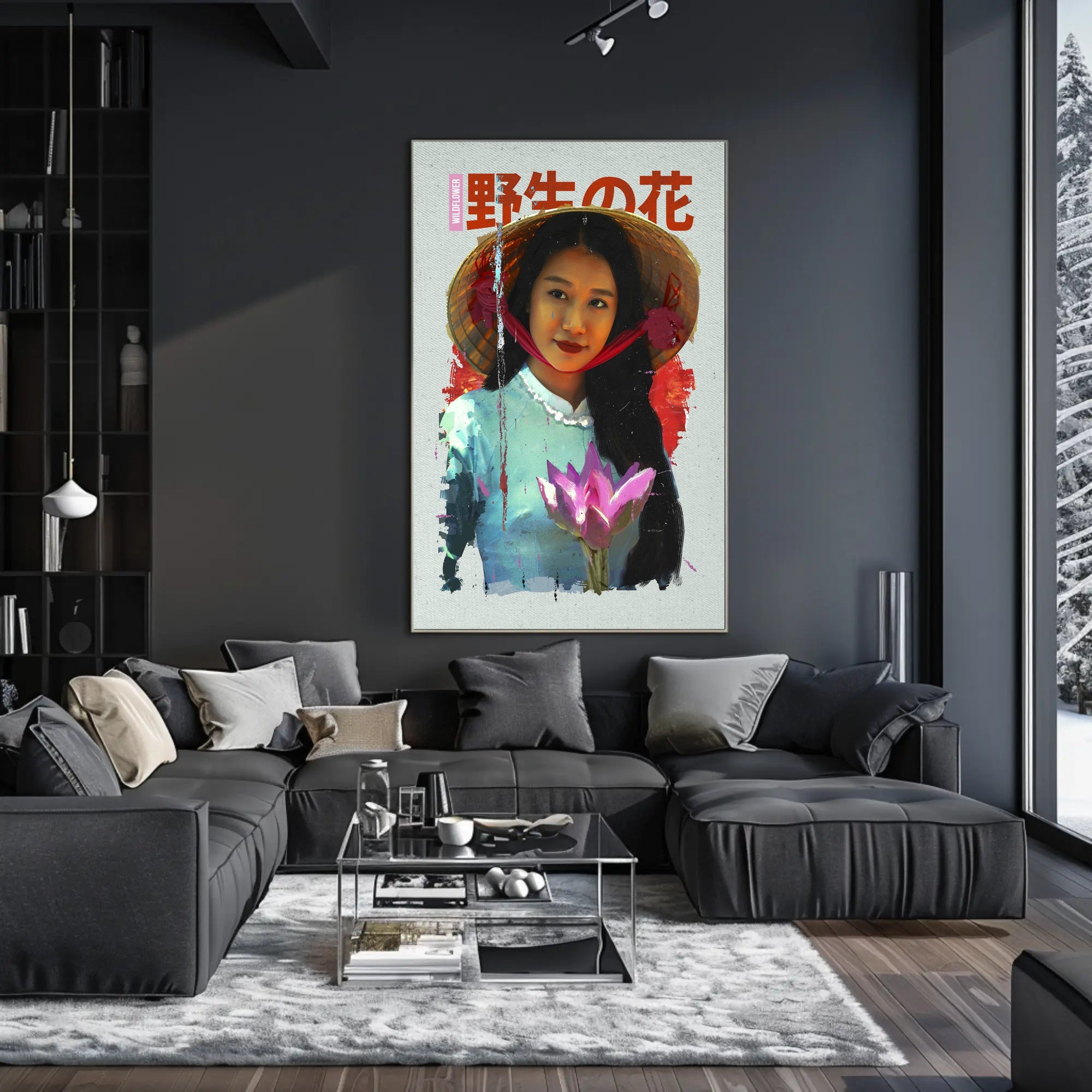 Asian Serenity: Lotus and Traditional Attire Cultural Poster PosterGoat