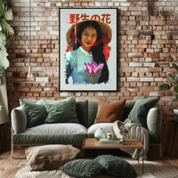 Asian Serenity: Lotus and Traditional Attire Cultural Poster PosterGoat