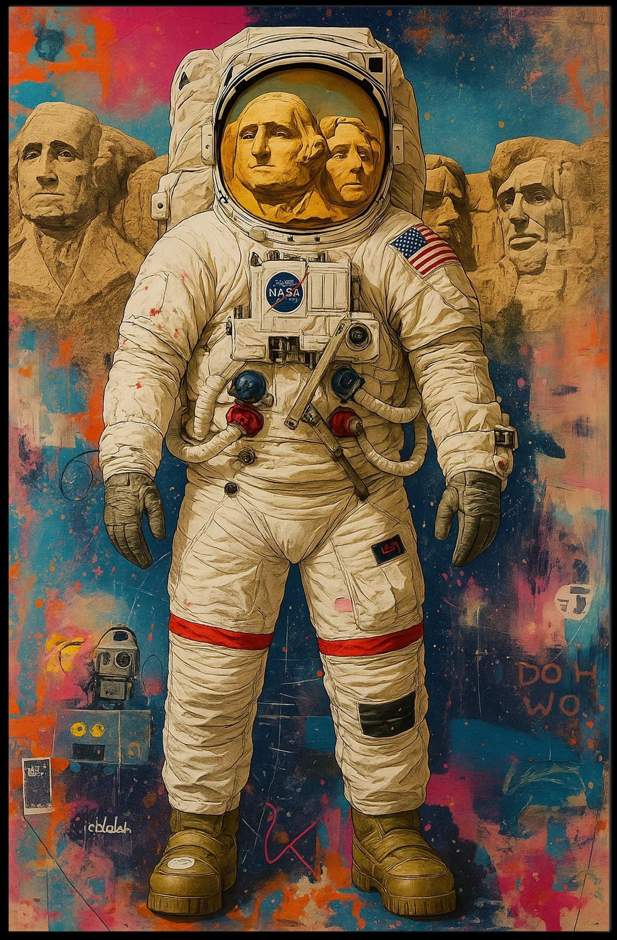 Astronaut Monument Visor Art: Futuristic Sci-Fi Poster PosterGoat