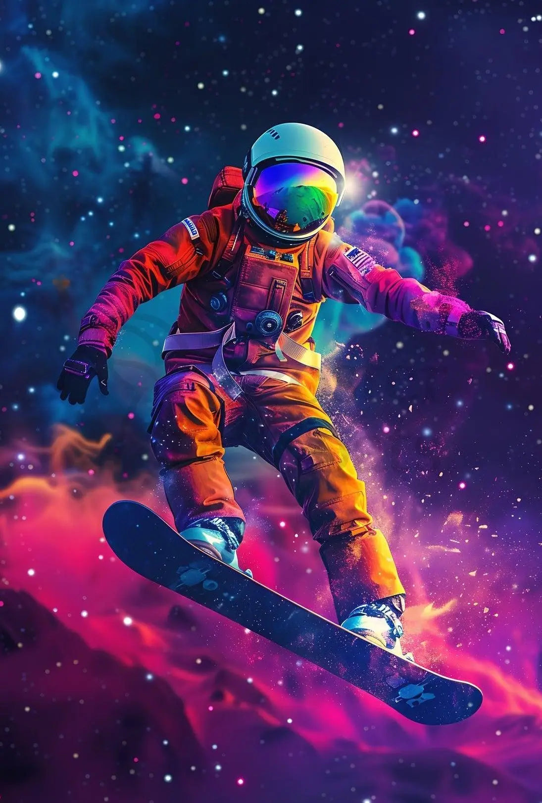 Astronaut Snowboarding Adventure Futuristic Sci-Fi Poster PosterGoat