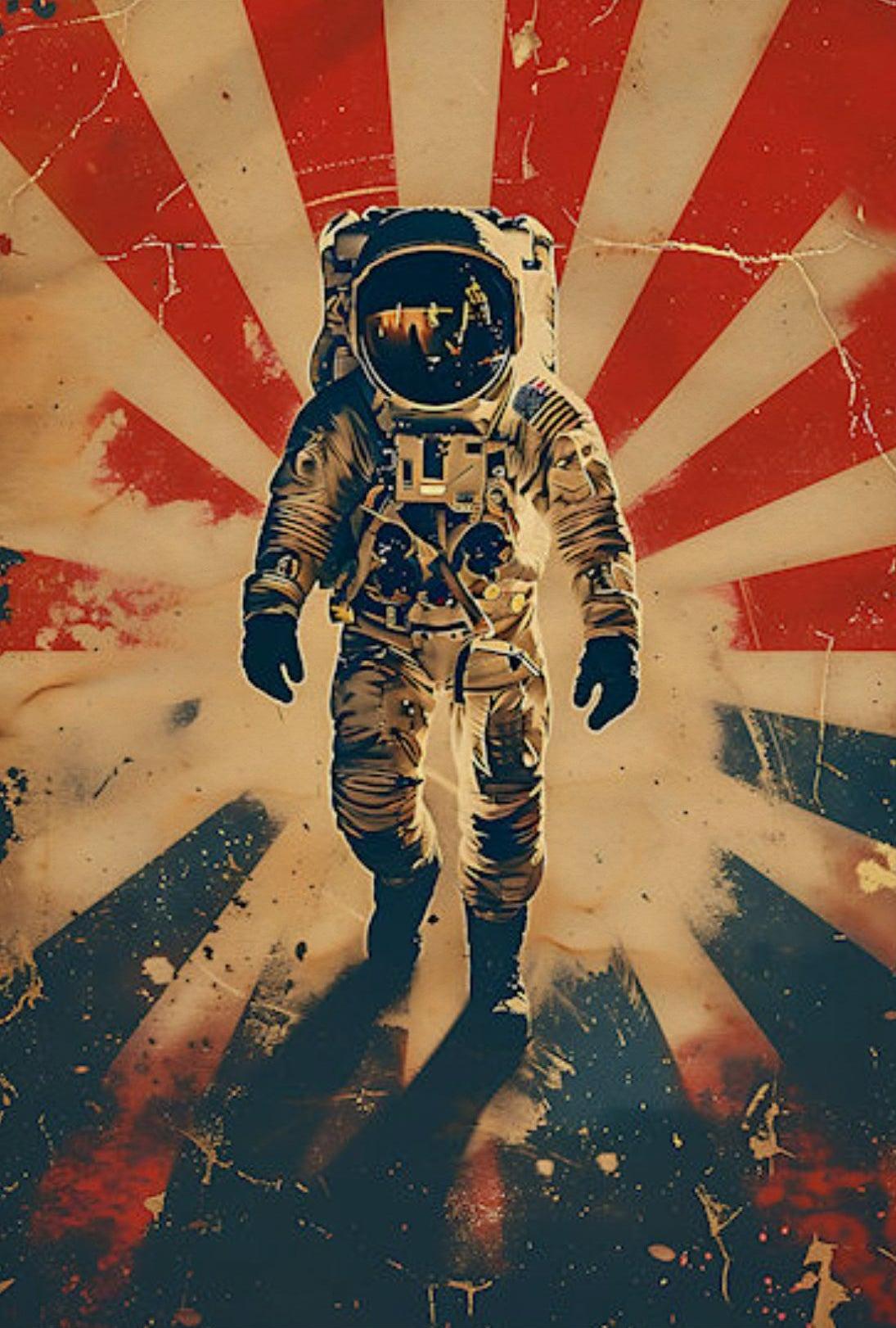 Astronaut Space Exploration Adventure Retro Futuristic Sci-Fi Poster PosterGoat