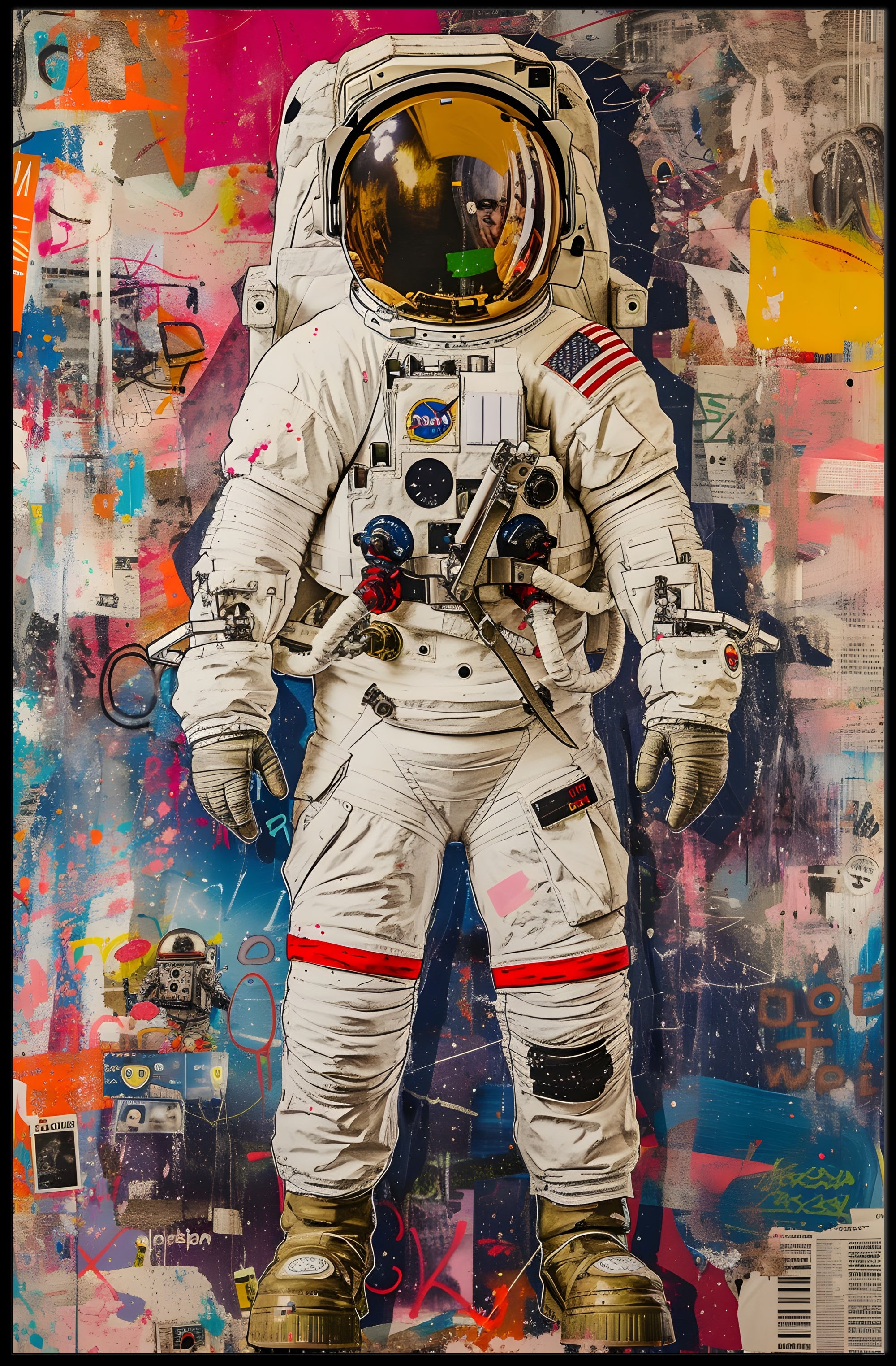 Astronaut Street Art Vibes: Abstract, Artistic, or Pop Culture Poster PosterGoat