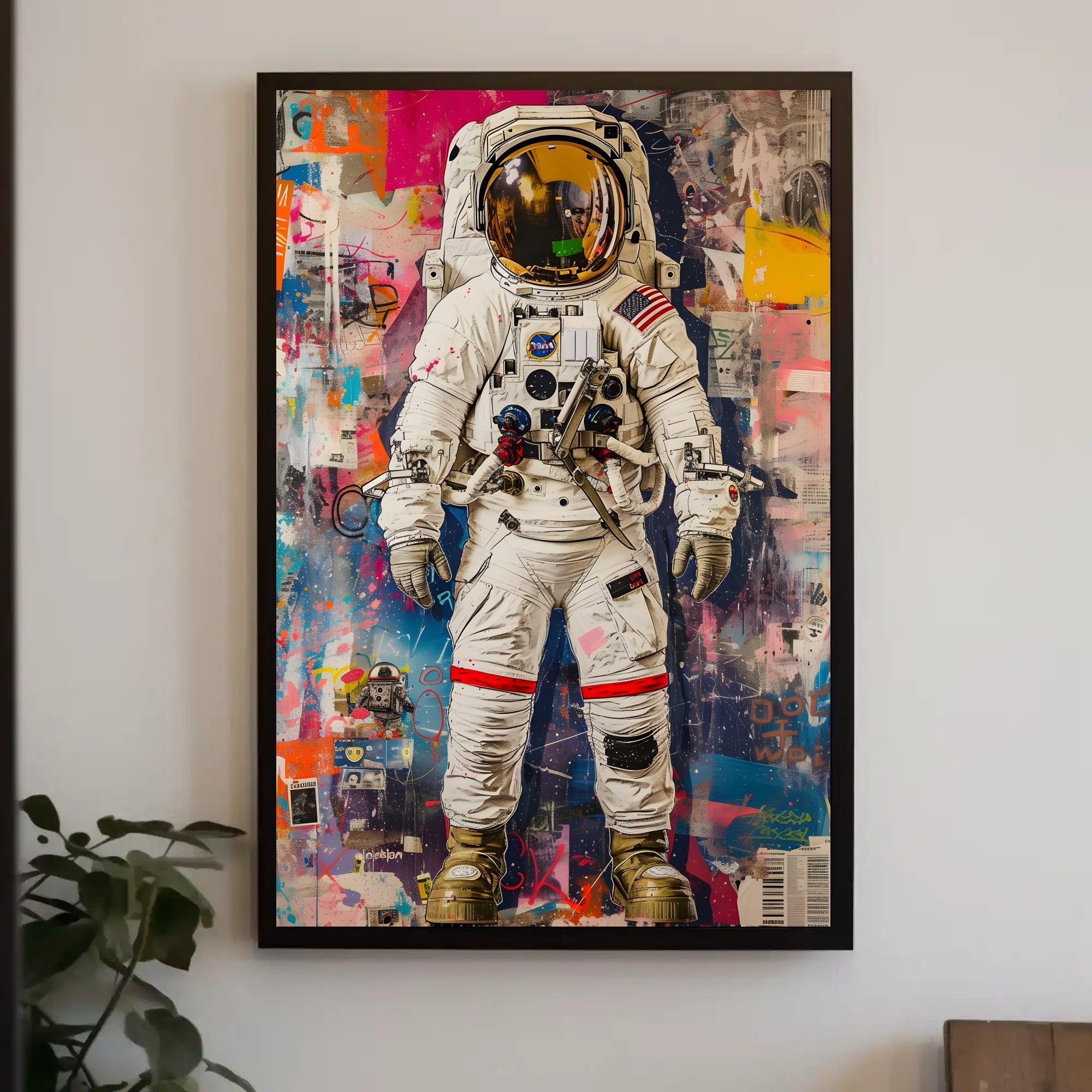 Astronaut Street Art Vibes: Abstract, Artistic, or Pop Culture Poster PosterGoat