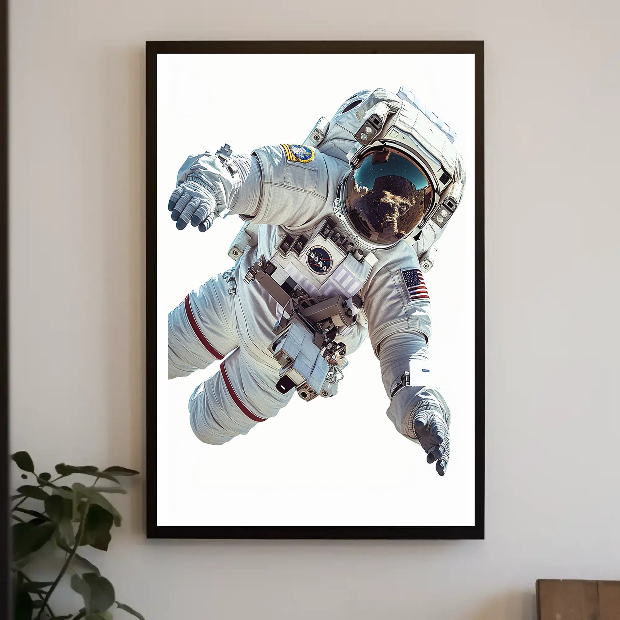 Astronaut in Space Suit Floating Futuristic Sci-Fi Poster PosterGoat