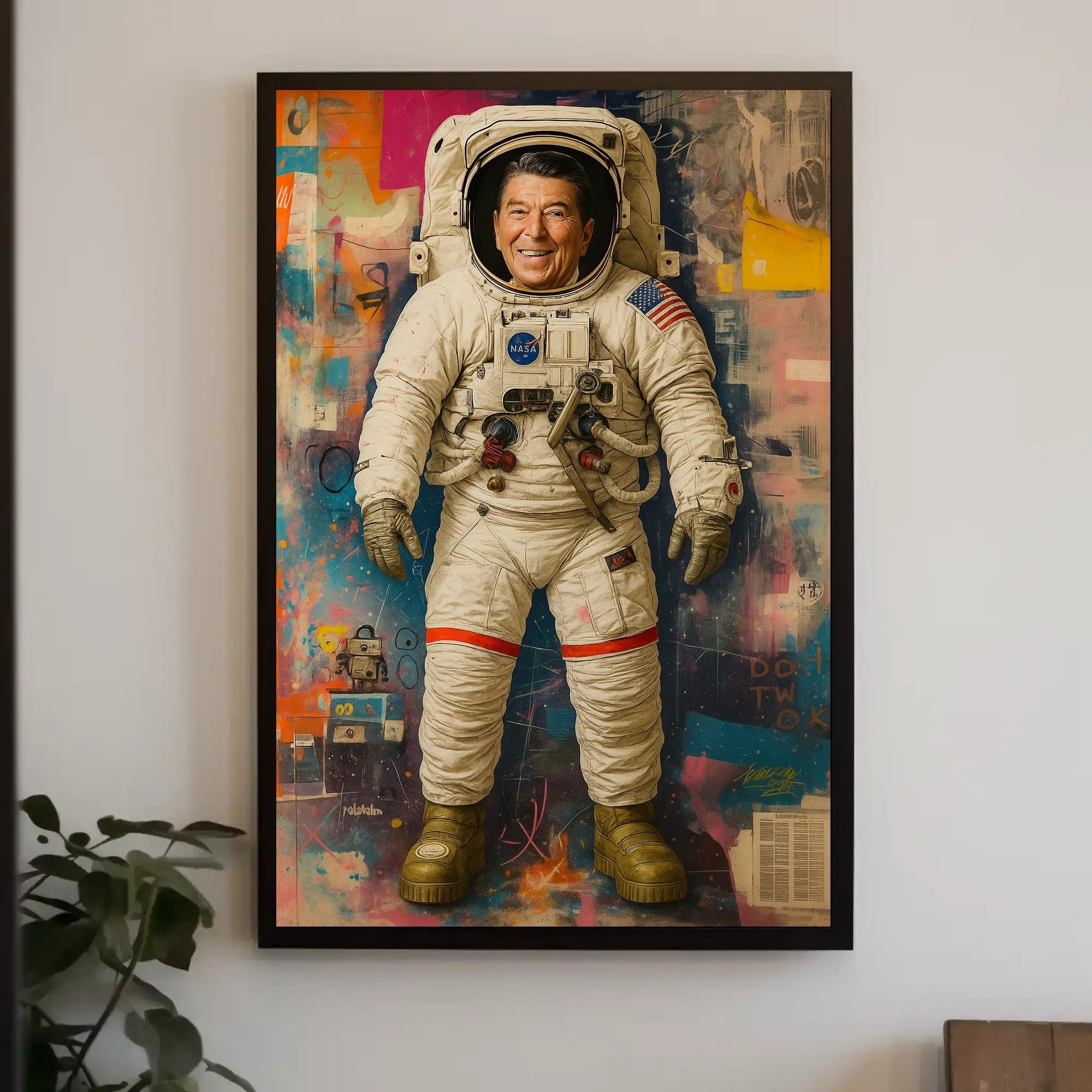 Astronaut in Vibrant Urban Abstract Poster - Pop Culture Poster PosterGoat