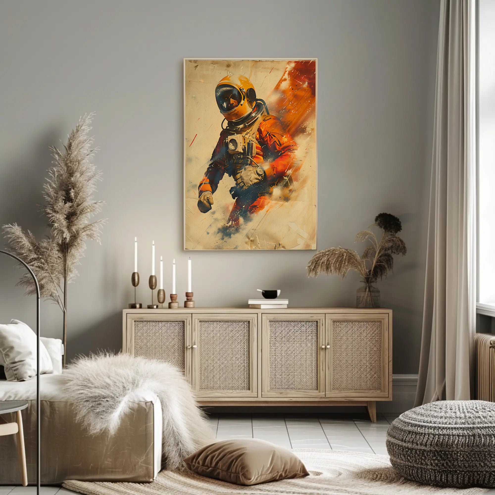 Astronaut in motion: vibrant adventure futuristic sci-fi poster PosterGoat