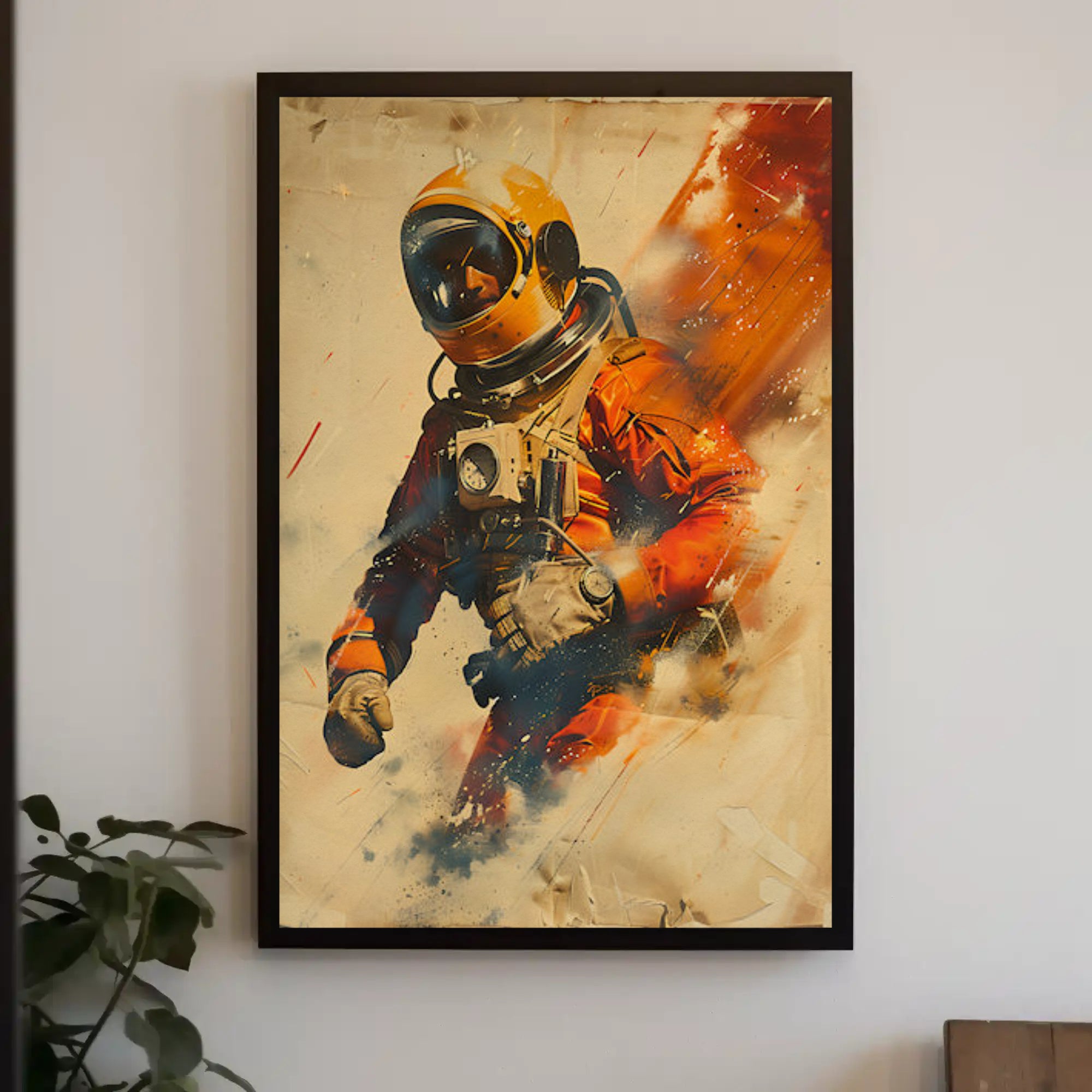 Astronaut in motion: vibrant adventure futuristic sci-fi poster PosterGoat