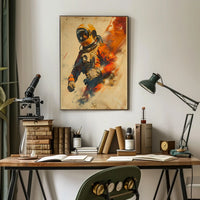 Astronaut in motion: vibrant adventure futuristic sci-fi poster PosterGoat