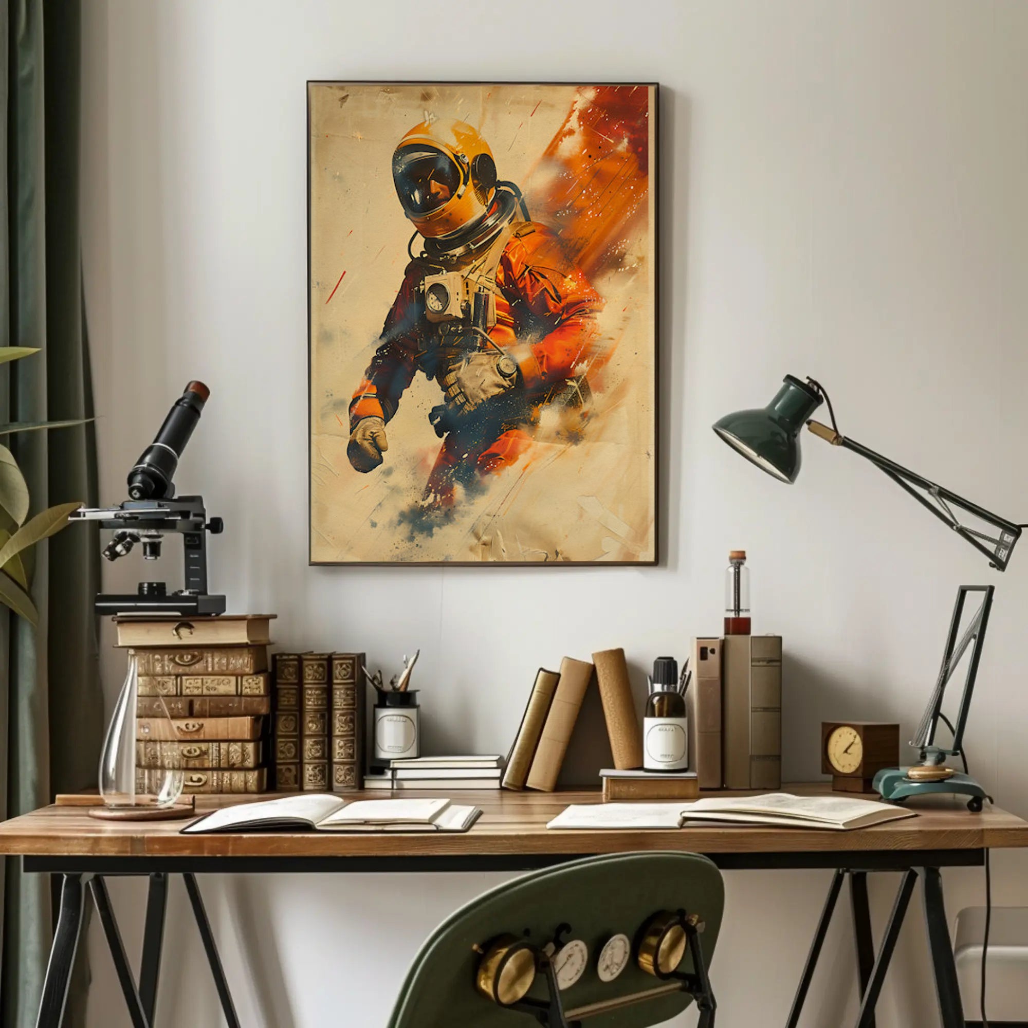 Astronaut in motion: vibrant adventure futuristic sci-fi poster PosterGoat
