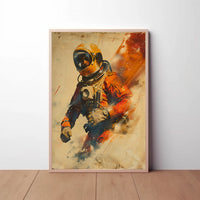 Astronaut in motion: vibrant adventure futuristic sci-fi poster PosterGoat