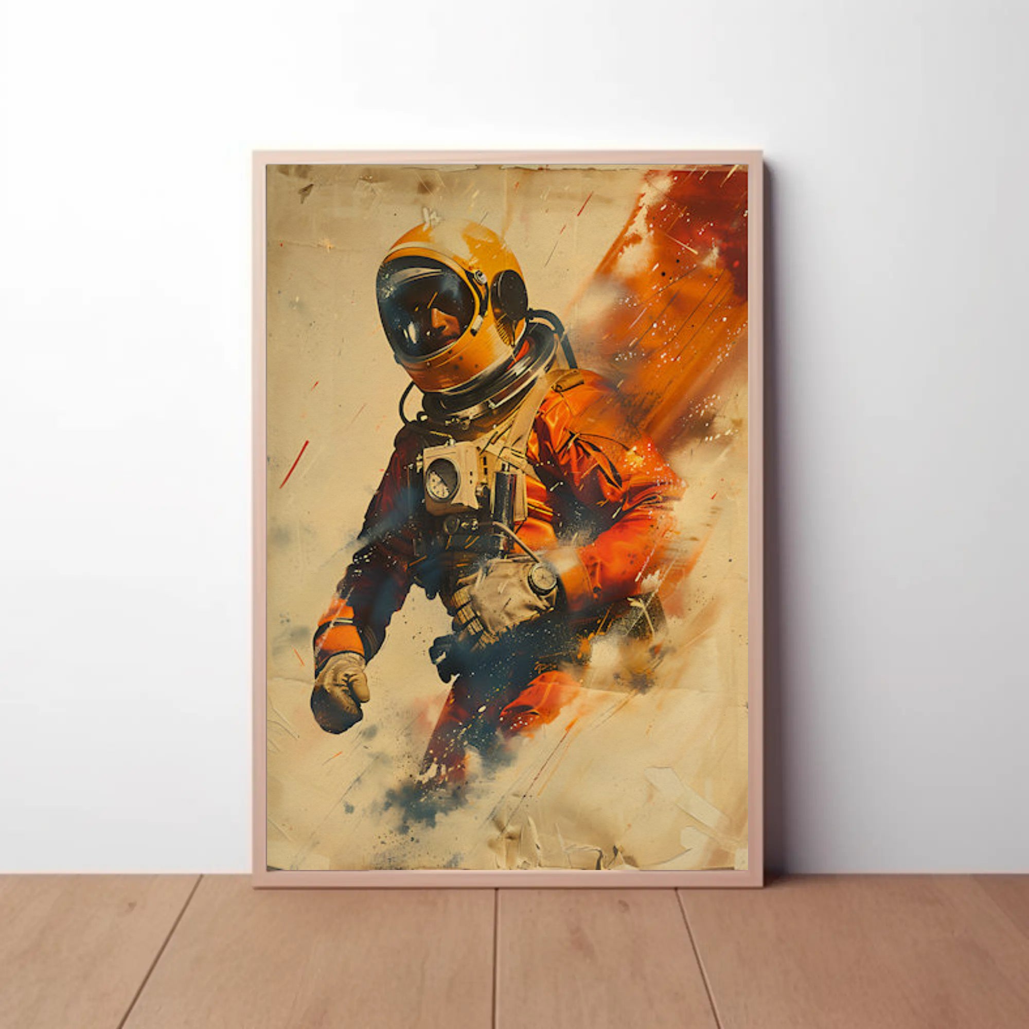Astronaut in motion: vibrant adventure futuristic sci-fi poster PosterGoat