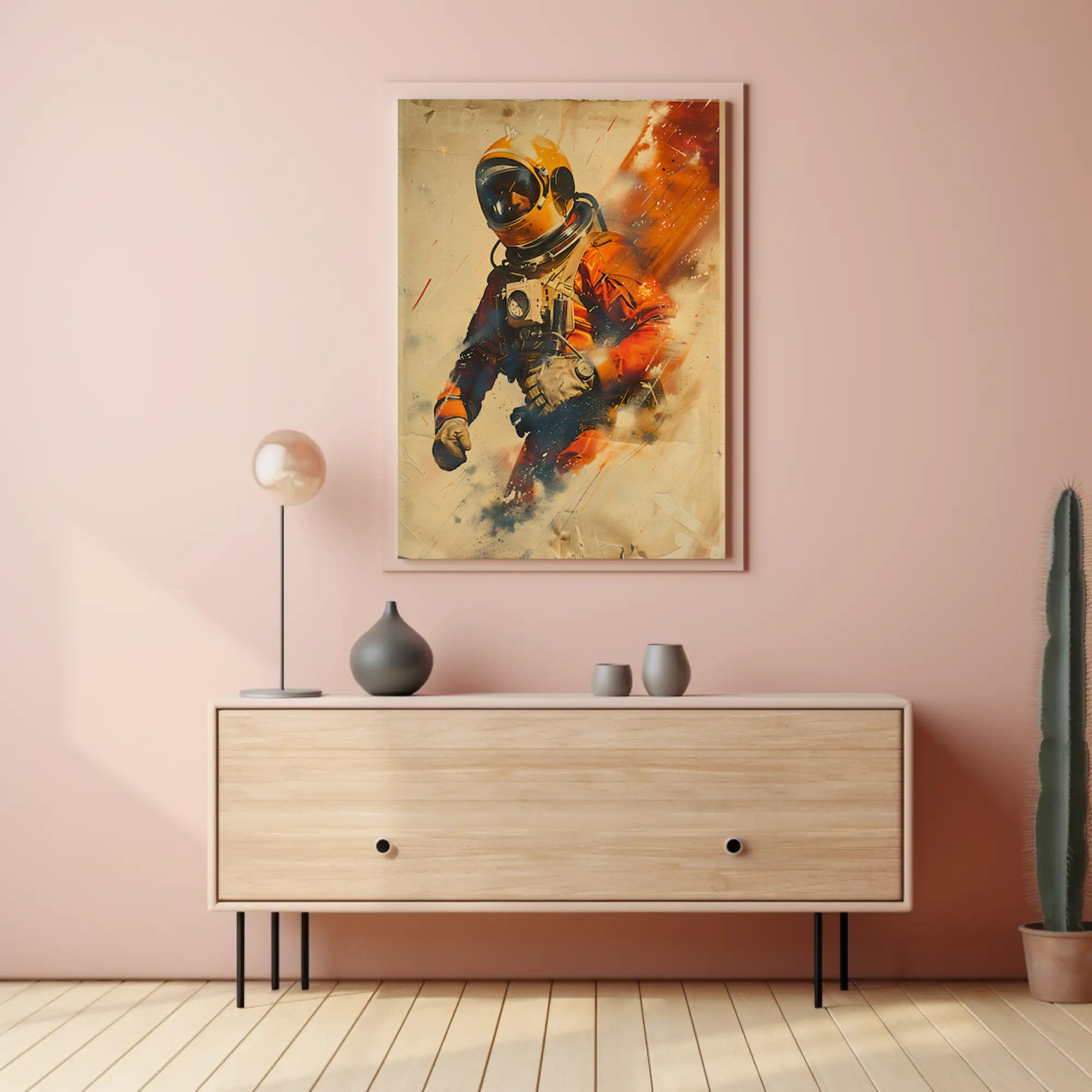 Astronaut in motion: vibrant adventure futuristic sci-fi poster PosterGoat