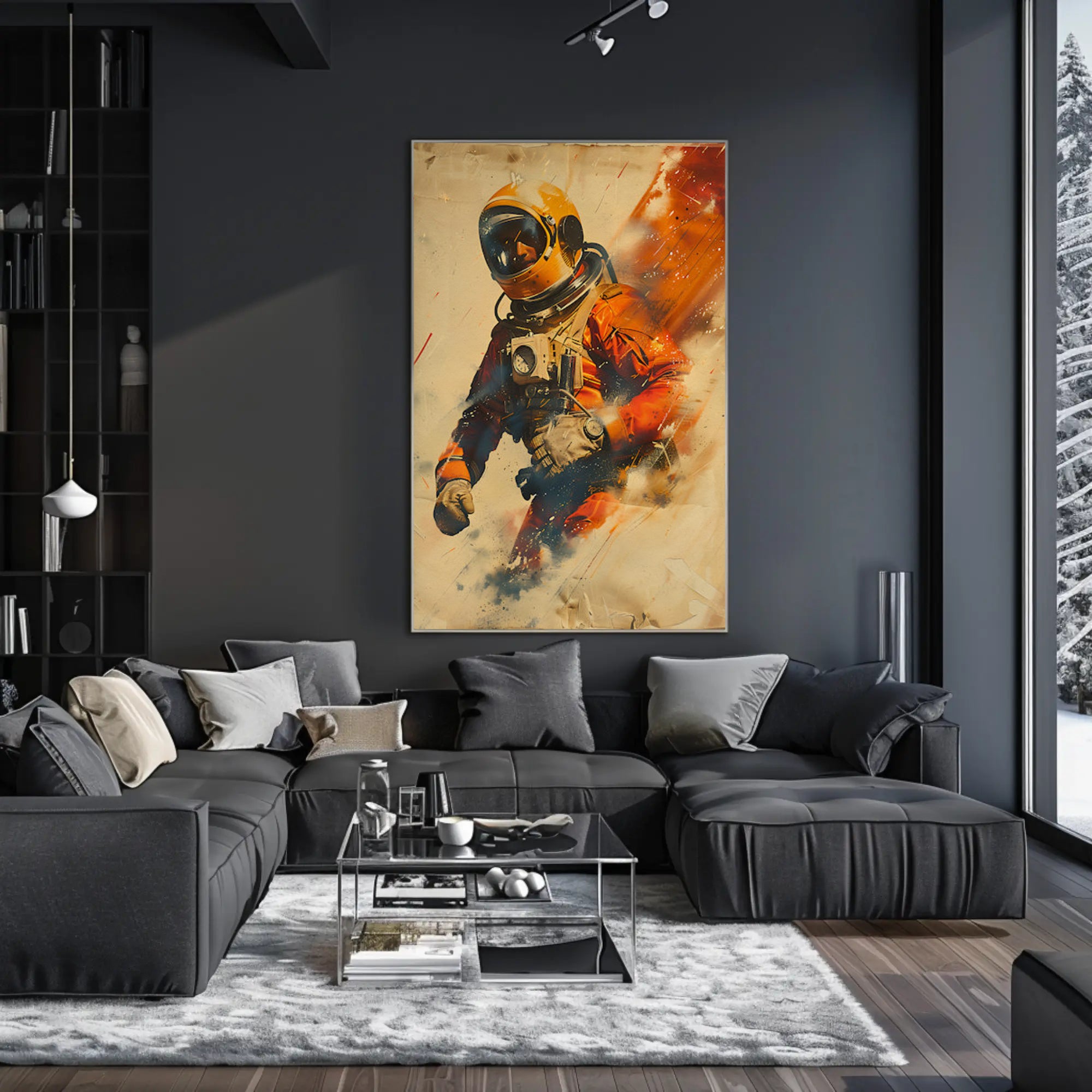 Astronaut in motion: vibrant adventure futuristic sci-fi poster PosterGoat