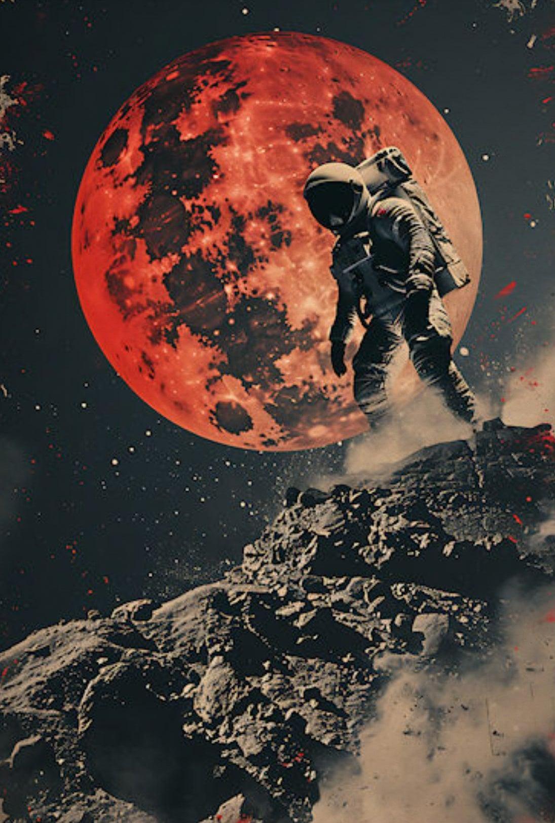 Astronaut on Mars Futuristic Sci-Fi Poster PosterGoat