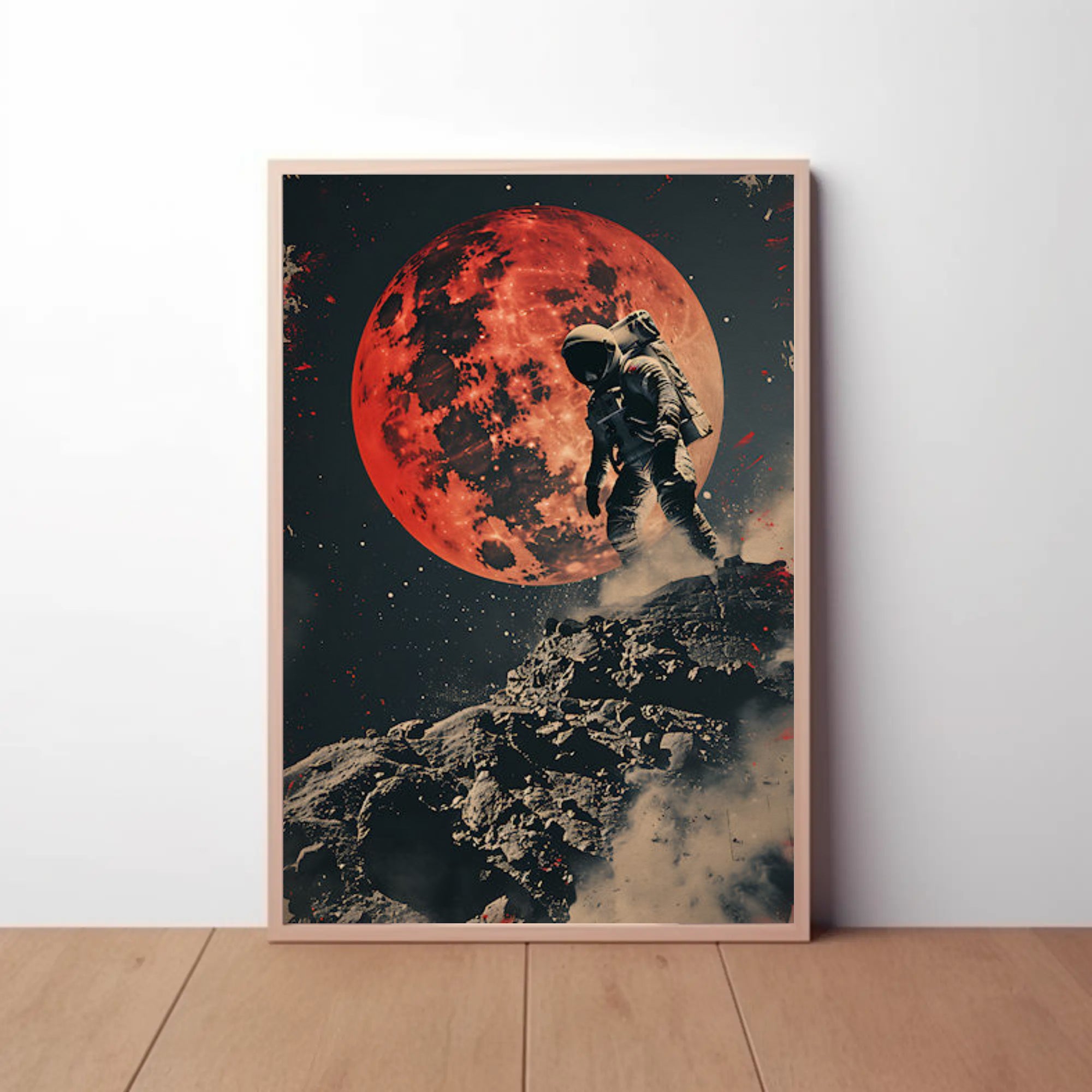 Astronaut on Mars Futuristic Sci-Fi Poster PosterGoat