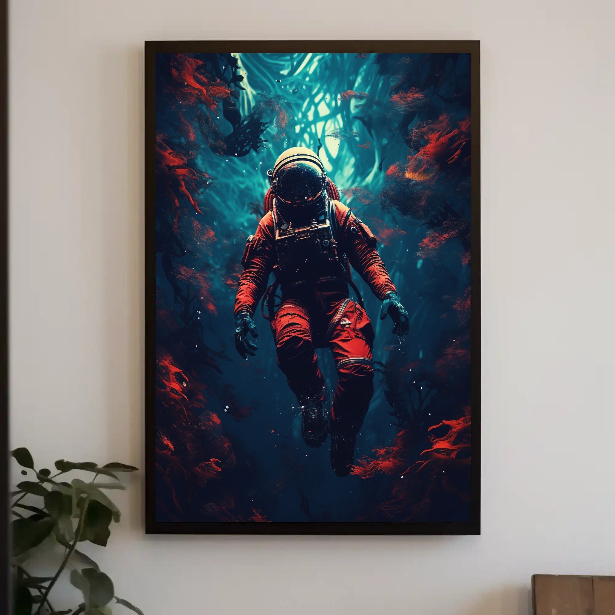 Astronaut's Odyssey in Underwater Cosmos Futuristic Sci-Fi Poster PosterGoat
